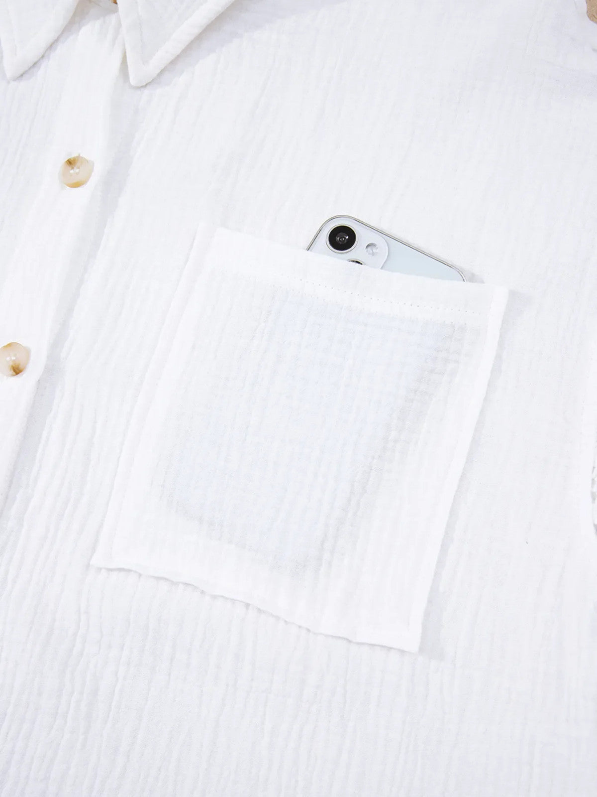 Lace Sleeve Button Down Shirt