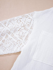 Lace Sleeve Button Down Shirt