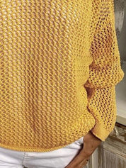 Openwork Long Sleeve Hooded Knit Cover Up