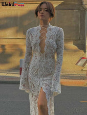 Weird Puss Embroidery Ruffles Dress