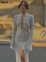 Weird Puss Embroidery Ruffles Dress