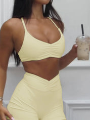 Ruched Sports Bra and High-Waisted Shorts Active Set