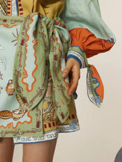 Printed Long Sleeve Shirt Dress
