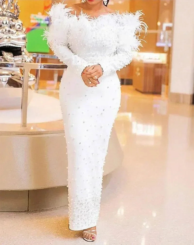 Beaded Sheath Bodycon Midi Dress