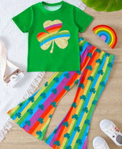 Girls’ Rainbow Shamrock St. Patrick’s Day Outfit