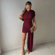 Irregular Pleated Mini Dress | Tassel Hem Streetwear Dress