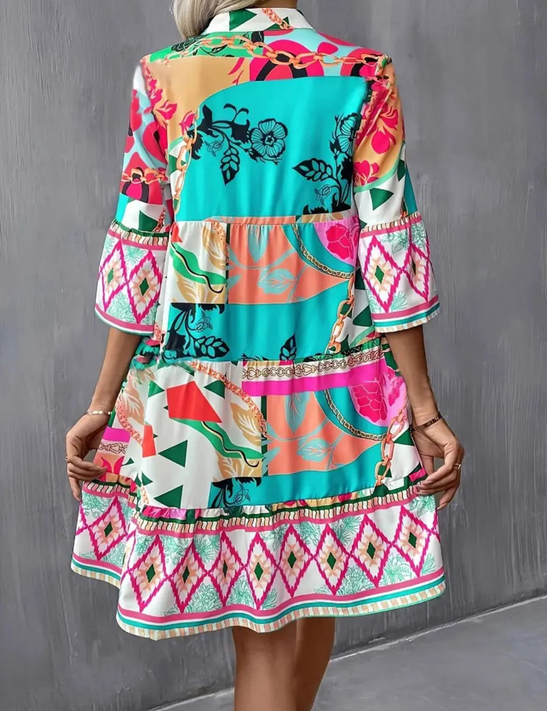 4 Sleeve Tiered Dress