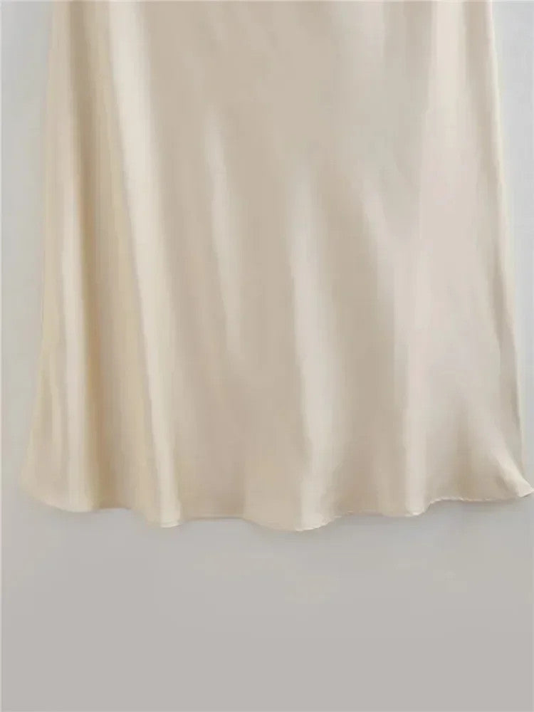 MUJER Flower Halter Backless Off Shoulder Satin Long Dress