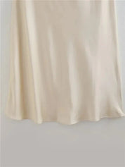 MUJER Flower Halter Backless Off Shoulder Satin Long Dress