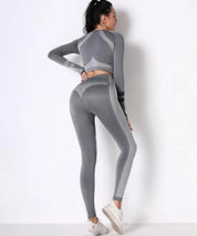 Seamless Long Sleeve Solid Yoga Set