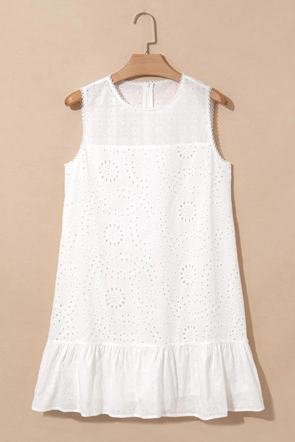 Floral Eyelet Embroidered Sleeveless Shift Dress