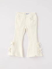 Charming White Denim Pants with Cute Bows