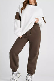 Drop Shoulder Loose Sweatshirt and Joggers Active Set