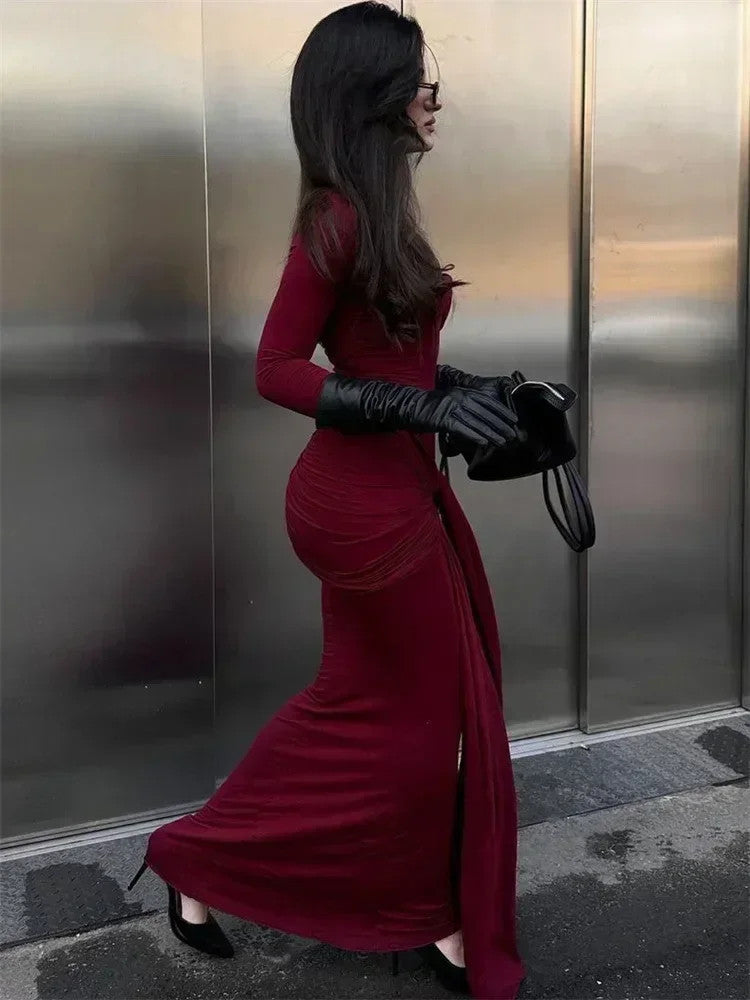 Tossy Pleated Maxi Bodycon Dress