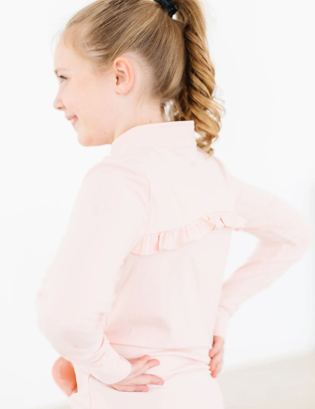 Zen Pink Full-Zip Ruffle Active Jacket