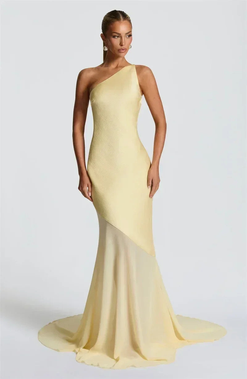 Mozision One Shoulder Backless Maxi Dress