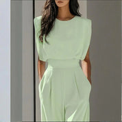 Women’s wide-leg short sleeve jumpsuit