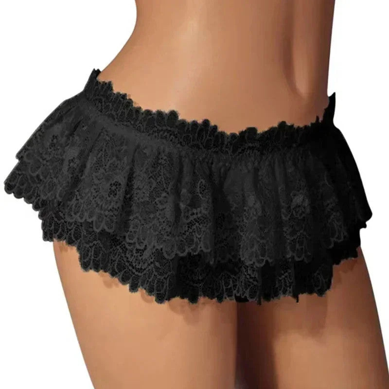Ruffle Trim Lace Lingerie Briefs Lolita Pink White Black