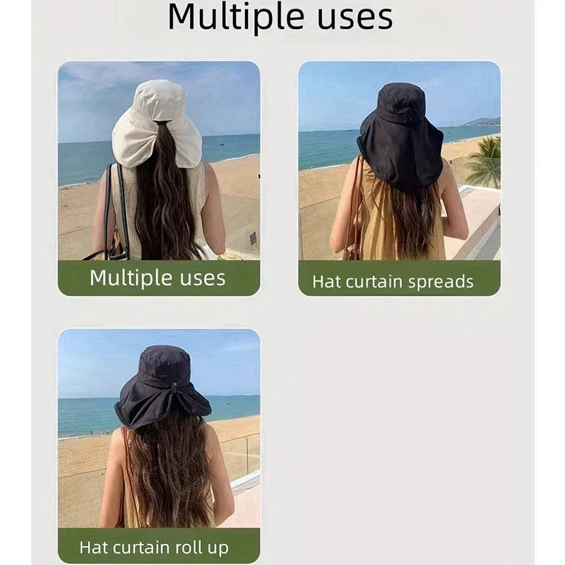 Summer Ponytail Hat with Large Brim