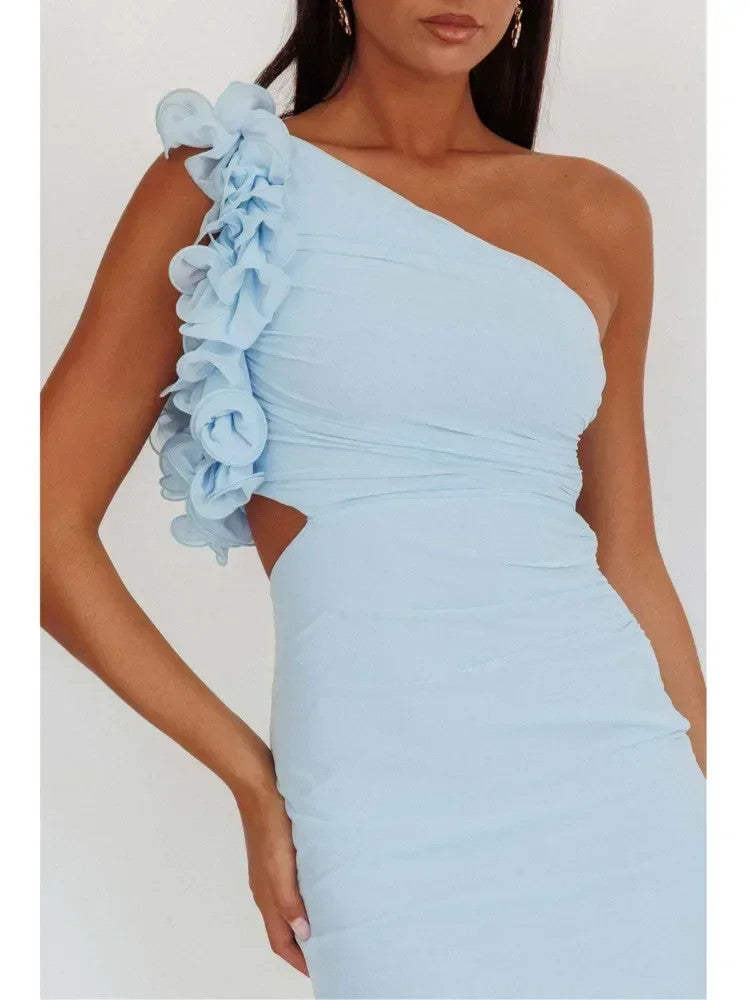 Elegant Slant Shoulder Dress