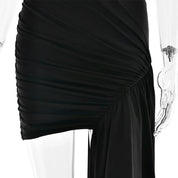 Irregular Pleated Mini Dress | Tassel Hem Streetwear Dress