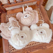 2Pcs Furry Bra and Panty Set – Fuzzy Bear Pattern