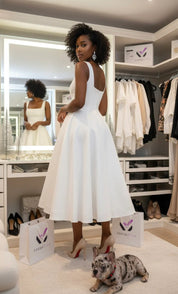 A-Line Silhouette Midi Sleeveless Dress