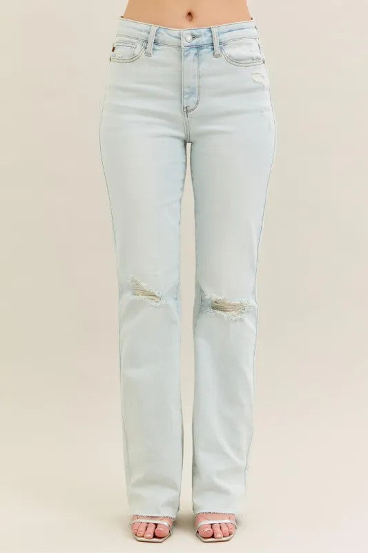Judy Blue Full Size Destroy & Fray Hem Bootcut Jeans Plus Size