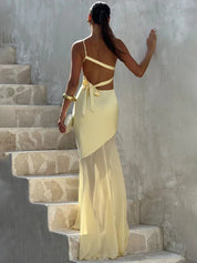 Mozision One Shoulder Backless Maxi Dress