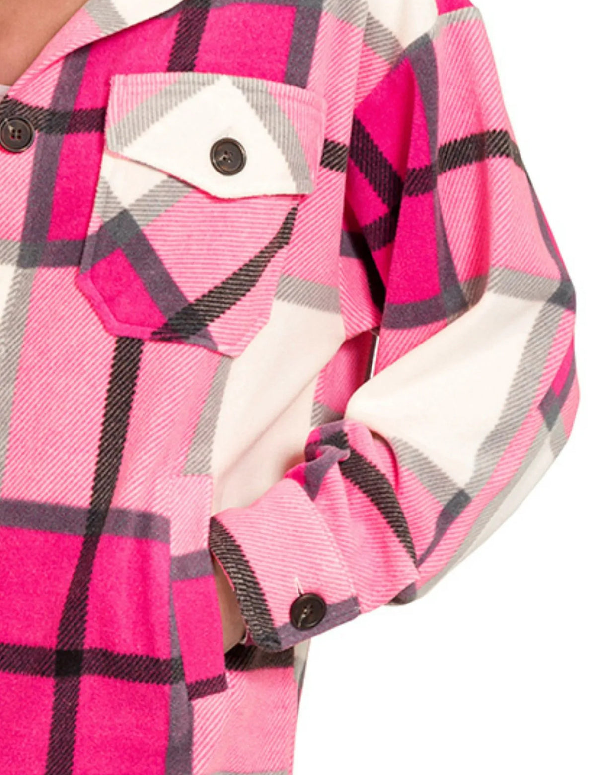 Zenana Oversized Plaid Fleece Shacket