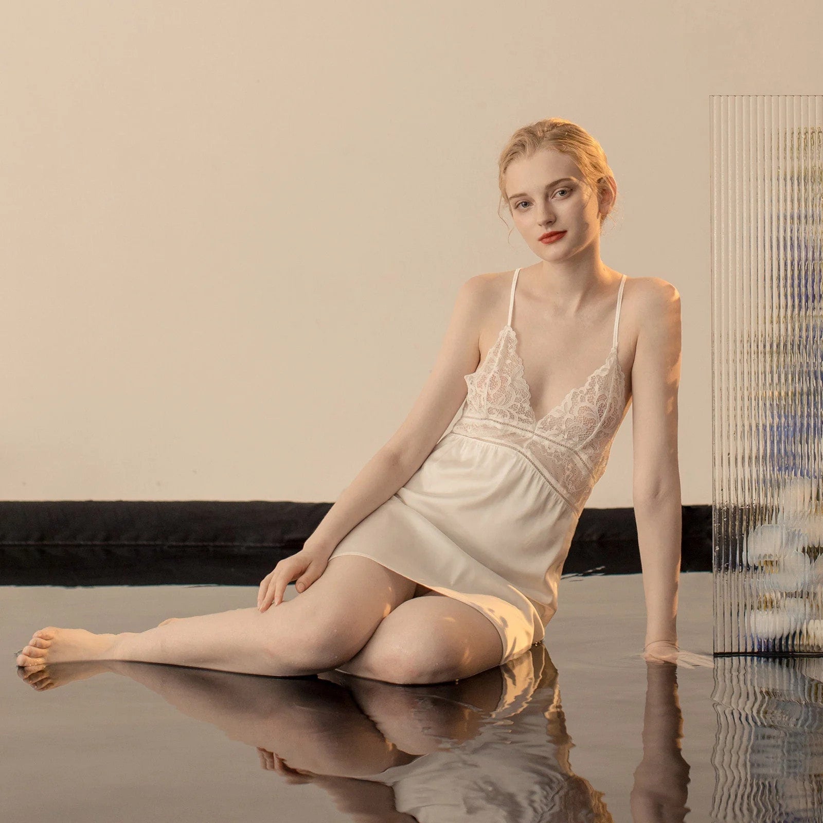 Luxurious Lace Satin Bridal Lingerie Set with Nightgown & Robe