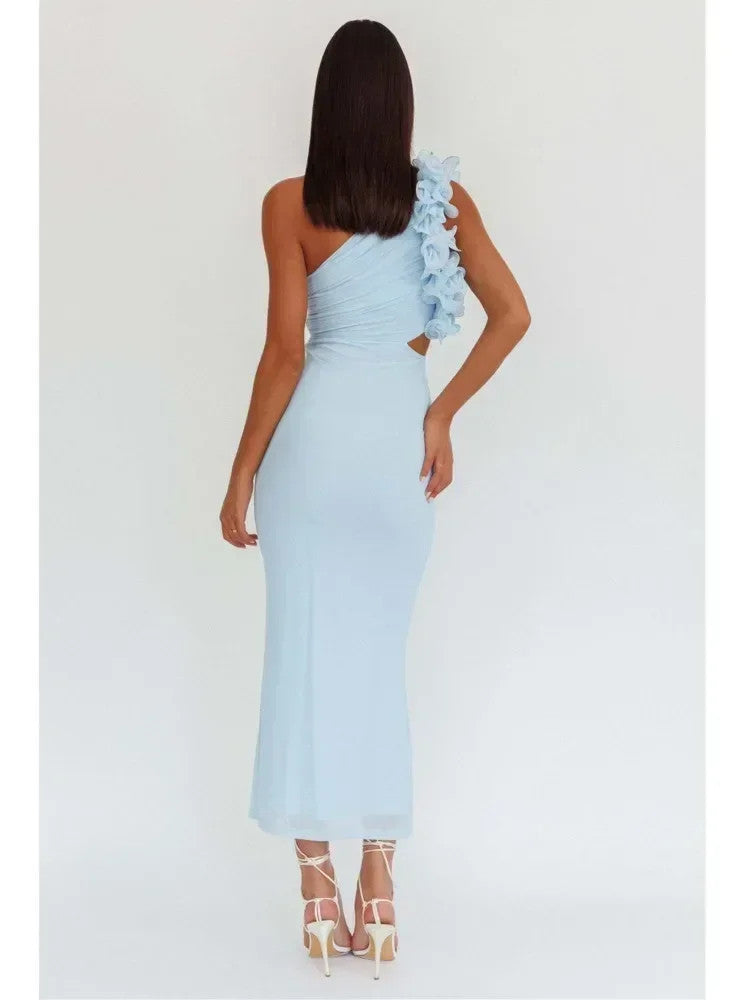 Elegant Slant Shoulder Dress
