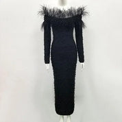 Beaded Sheath Bodycon Midi Dress