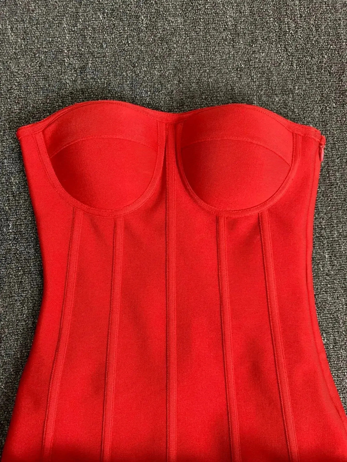 Strapless Laced-Up Back Flower Hem Bodycon Bandage Dress