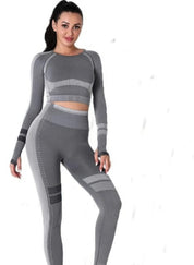 Seamless Long Sleeve Solid Yoga Set