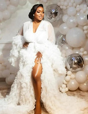 Dressing Gown Perspective Sheer Skirt Long Tulle Robe Puffy