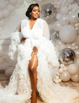 Dressing Gown Perspective Sheer Skirt Long Tulle Robe Puffy
