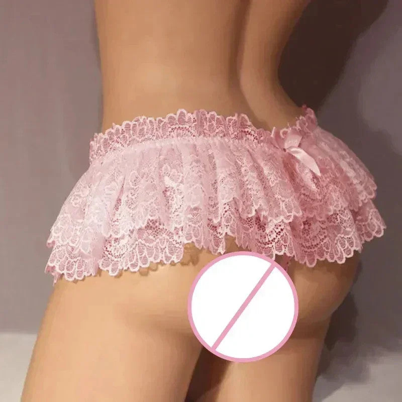 Ruffle Trim Lace Lingerie Briefs Lolita Pink White Black