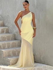 Mozision One Shoulder Backless Maxi Dress