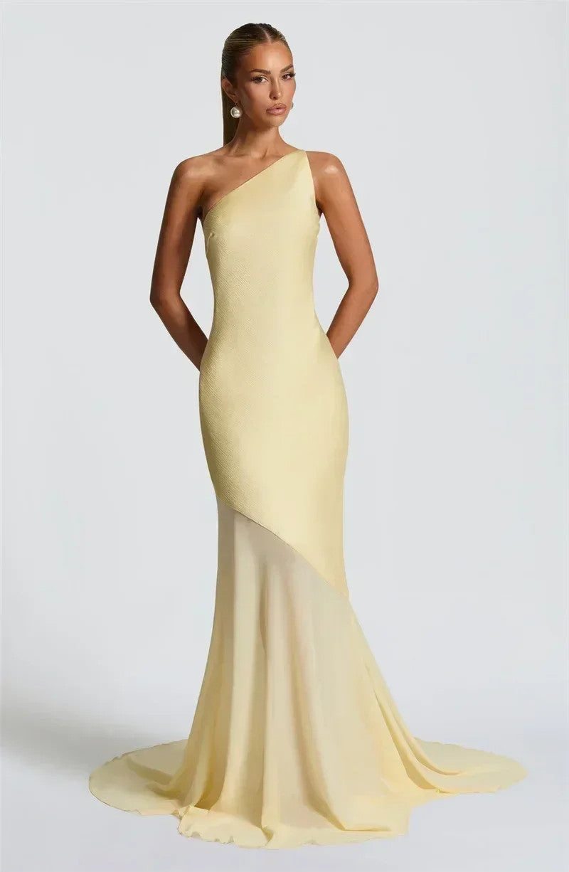 Mozision One Shoulder Backless Maxi Dress
