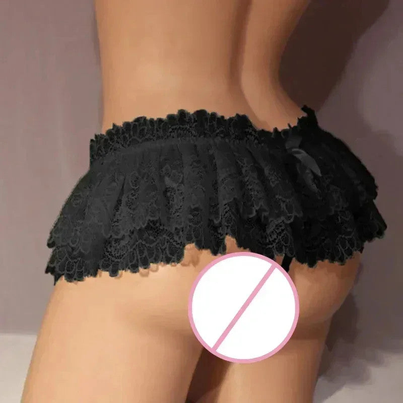 Ruffle Trim Lace Lingerie Briefs Lolita Pink White Black