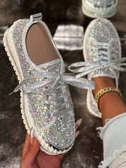 Lace Up Round Toe Platform Sneakers