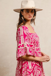 BiBi Aztec Woven Printed Contrast Binding Dress