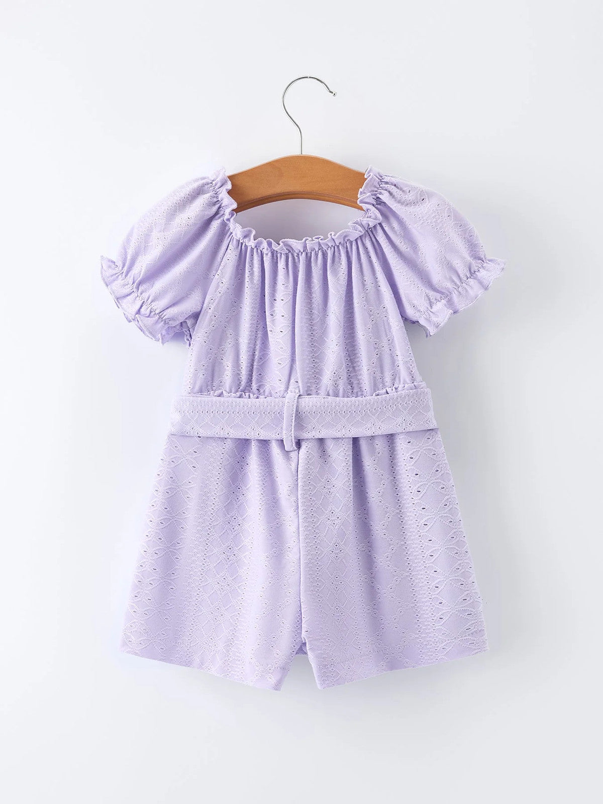 Spring Purple Short-sleeved Girls Jumpsuit