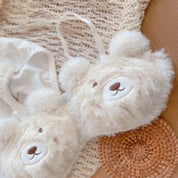 2Pcs Furry Bra and Panty Set – Fuzzy Bear Pattern