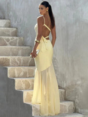Mozision One Shoulder Backless Maxi Dress