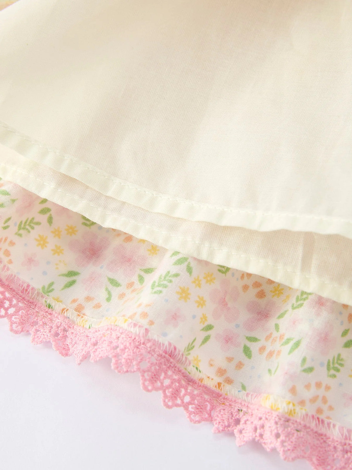 Spring Floral Girls Ruffle Dress With Bow Straw Hat Set