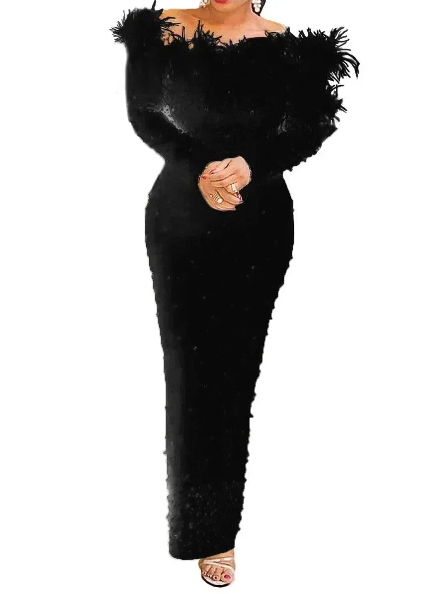 Beaded Sheath Bodycon Midi Dress