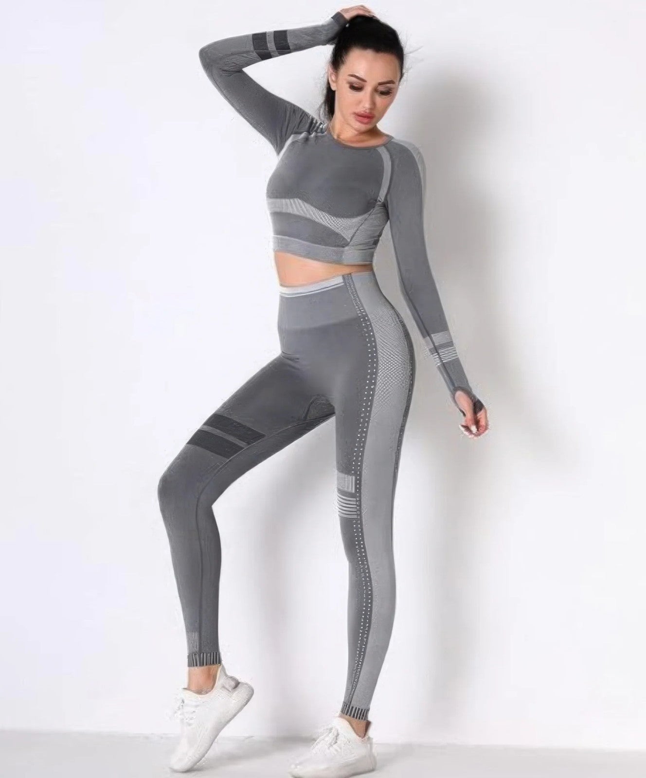 Seamless Long Sleeve Solid Yoga Set