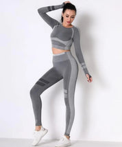 Seamless Long Sleeve Solid Yoga Set